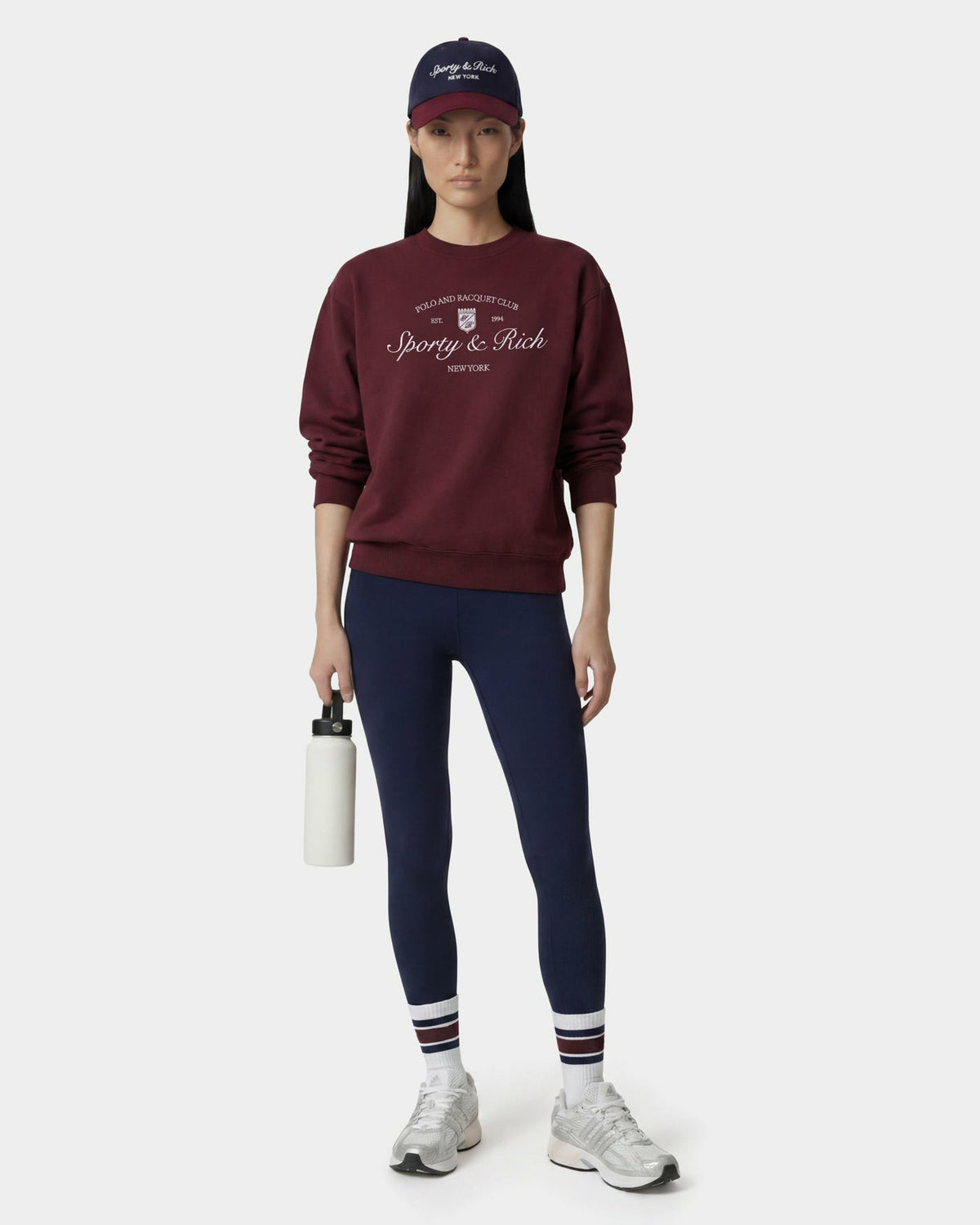 Sporty & Rich Syracuse Embroidered Crewneck - Bordeaux/White