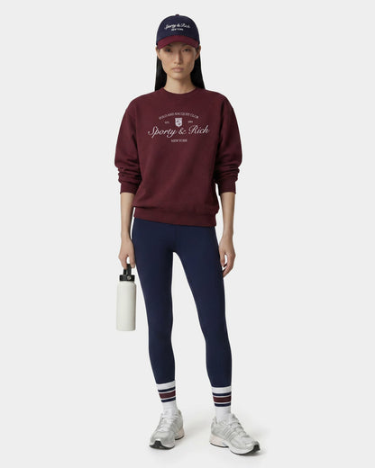 Sporty & Rich Syracuse Embroidered Crewneck - Bordeaux/White