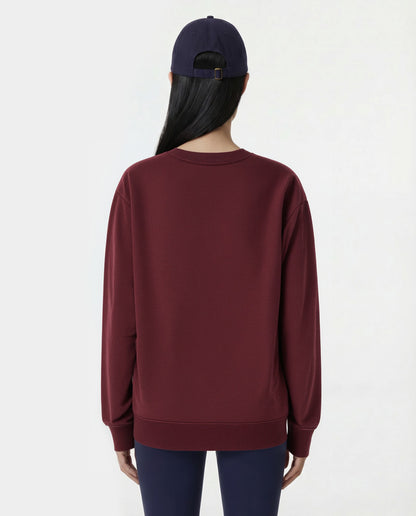 Sporty & Rich Syracuse Embroidered Crewneck - Bordeaux/White