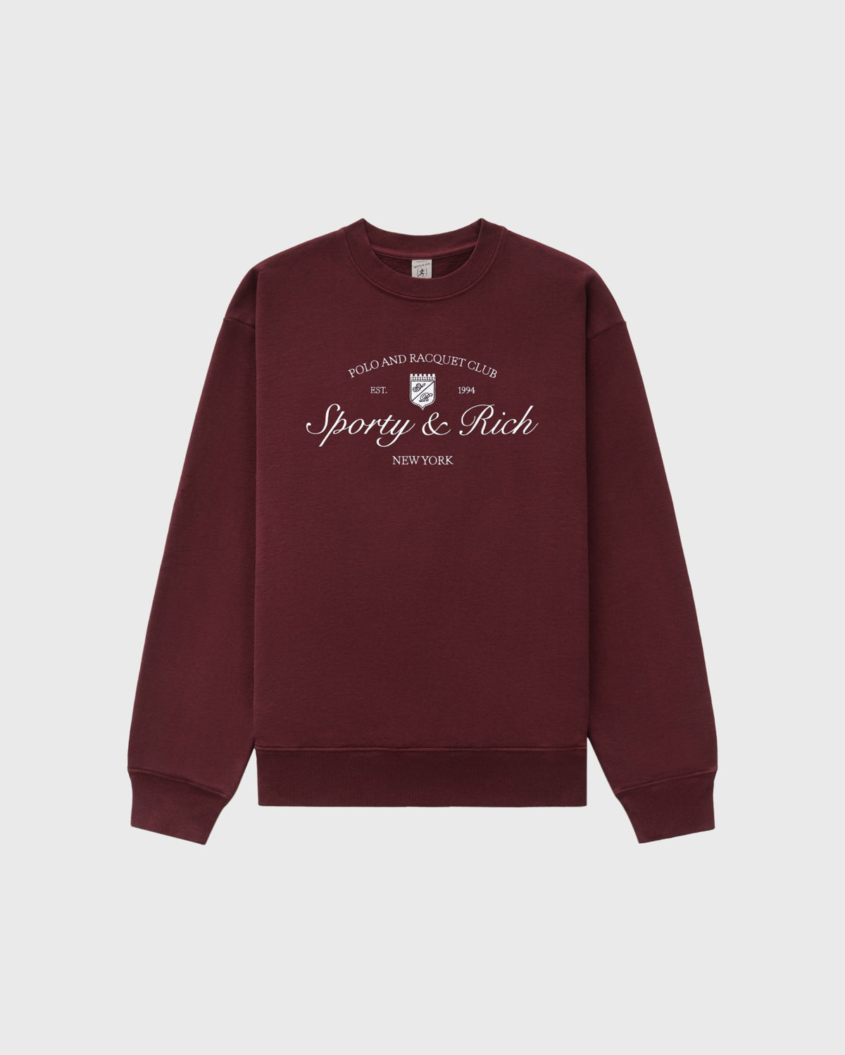 Sporty & Rich Syracuse Embroidered Crewneck - Bordeaux/White
