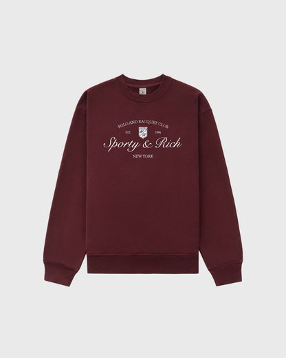 Sporty & Rich Syracuse Embroidered Crewneck - Bordeaux/White
