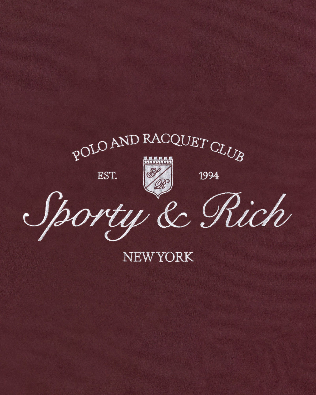 Sporty & Rich Syracuse Embroidered Crewneck - Bordeaux/White
