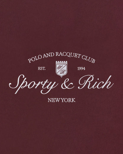 Sporty & Rich Syracuse Embroidered Crewneck - Bordeaux/White
