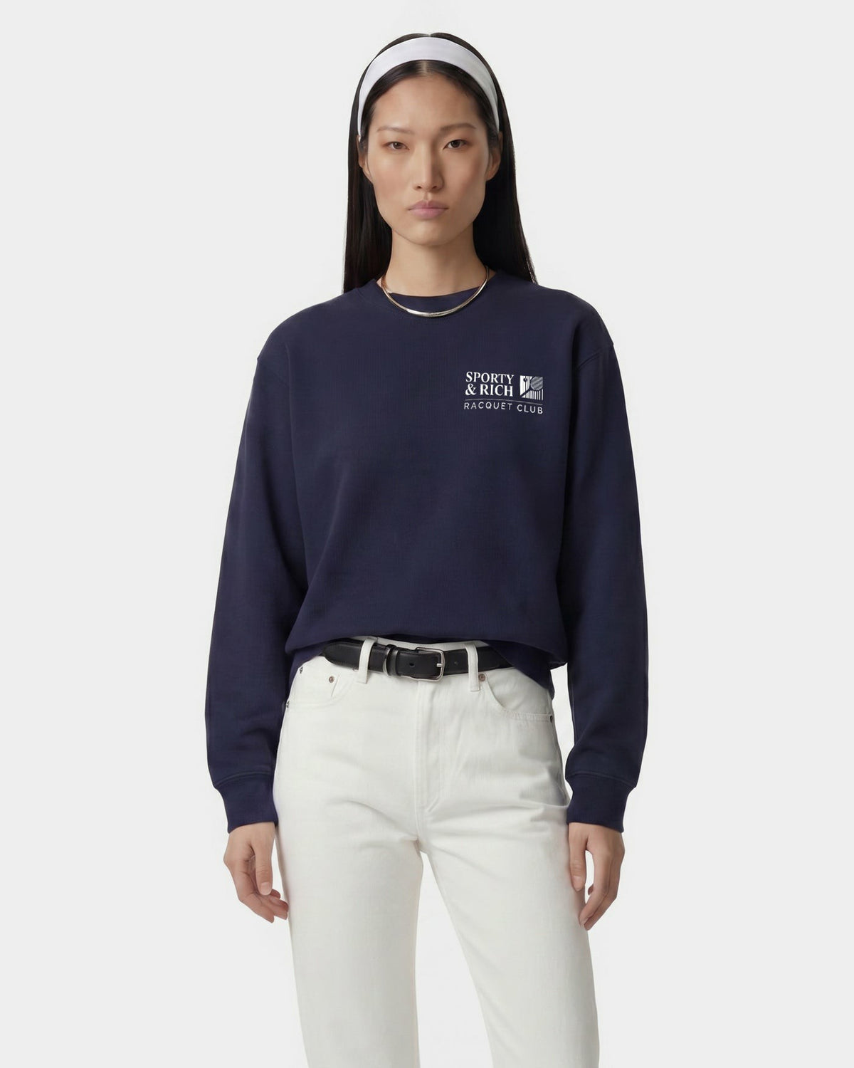 Sporty & Rich Promo Crewneck - Navy/White
