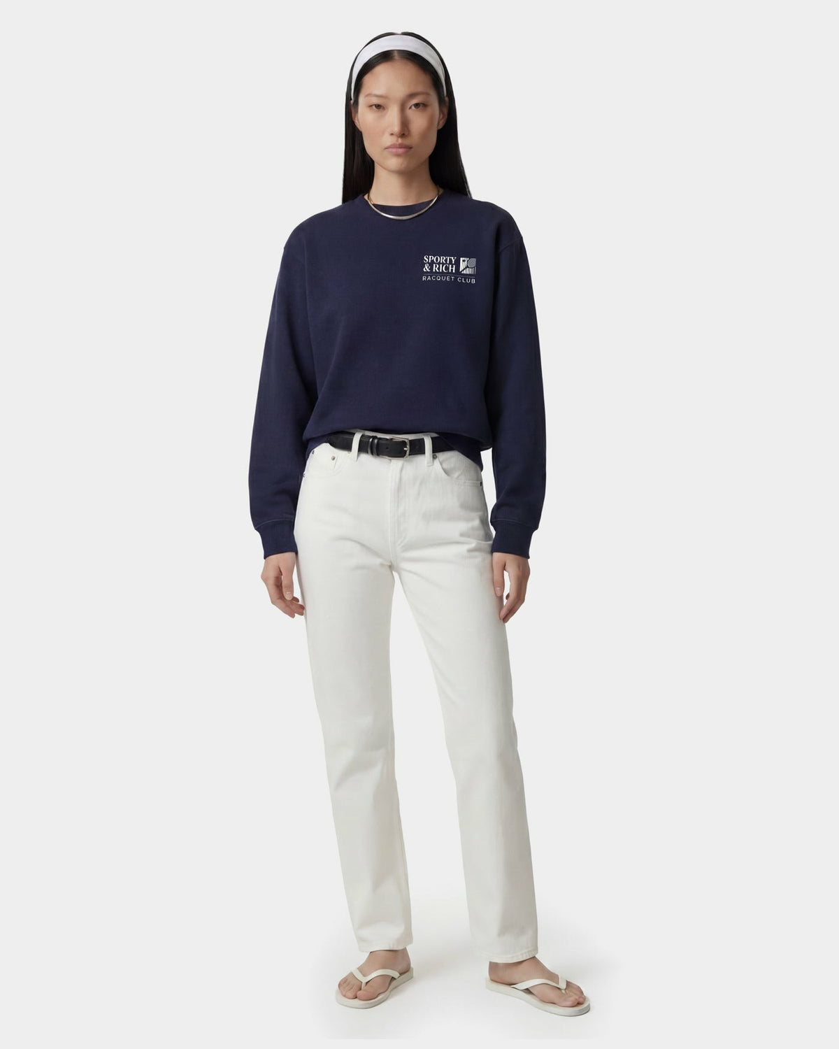 Sporty & Rich Promo Crewneck - Navy/White