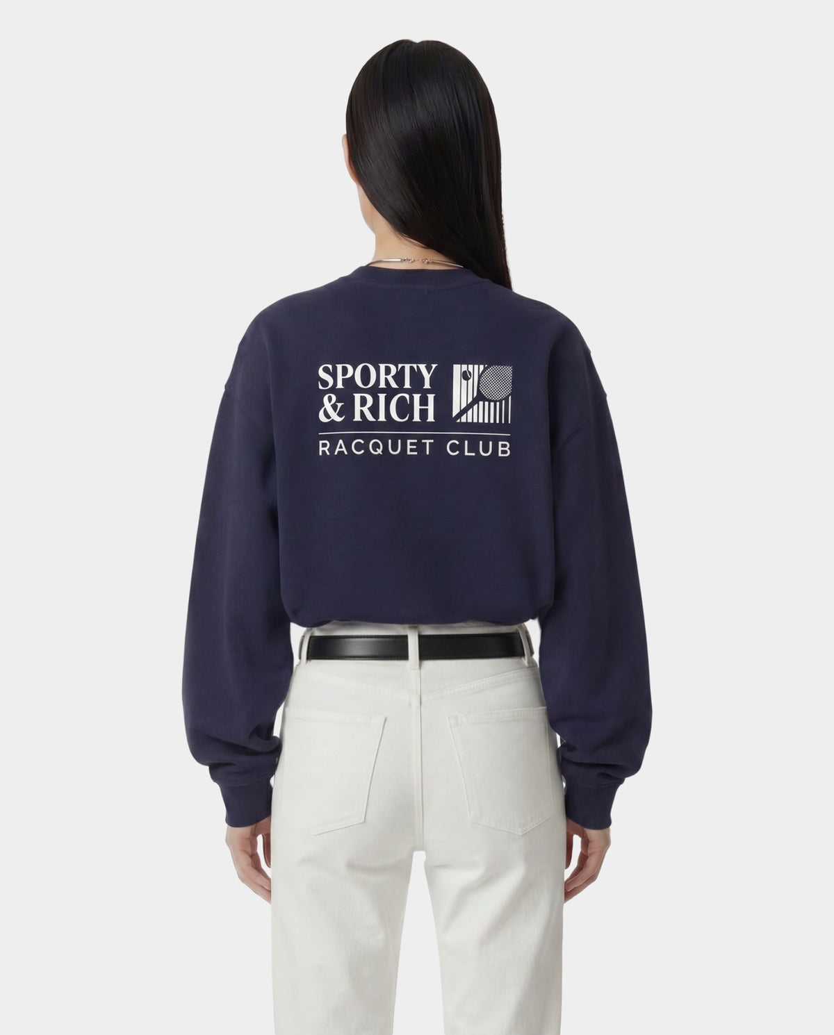 Sporty & Rich Promo Crewneck - Navy/White