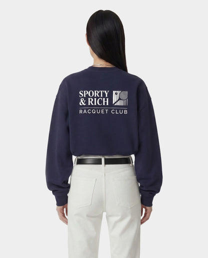Sporty & Rich Promo Crewneck - Navy/White