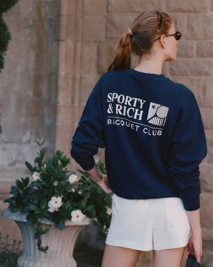 Sporty & Rich Promo Crewneck - Navy/White