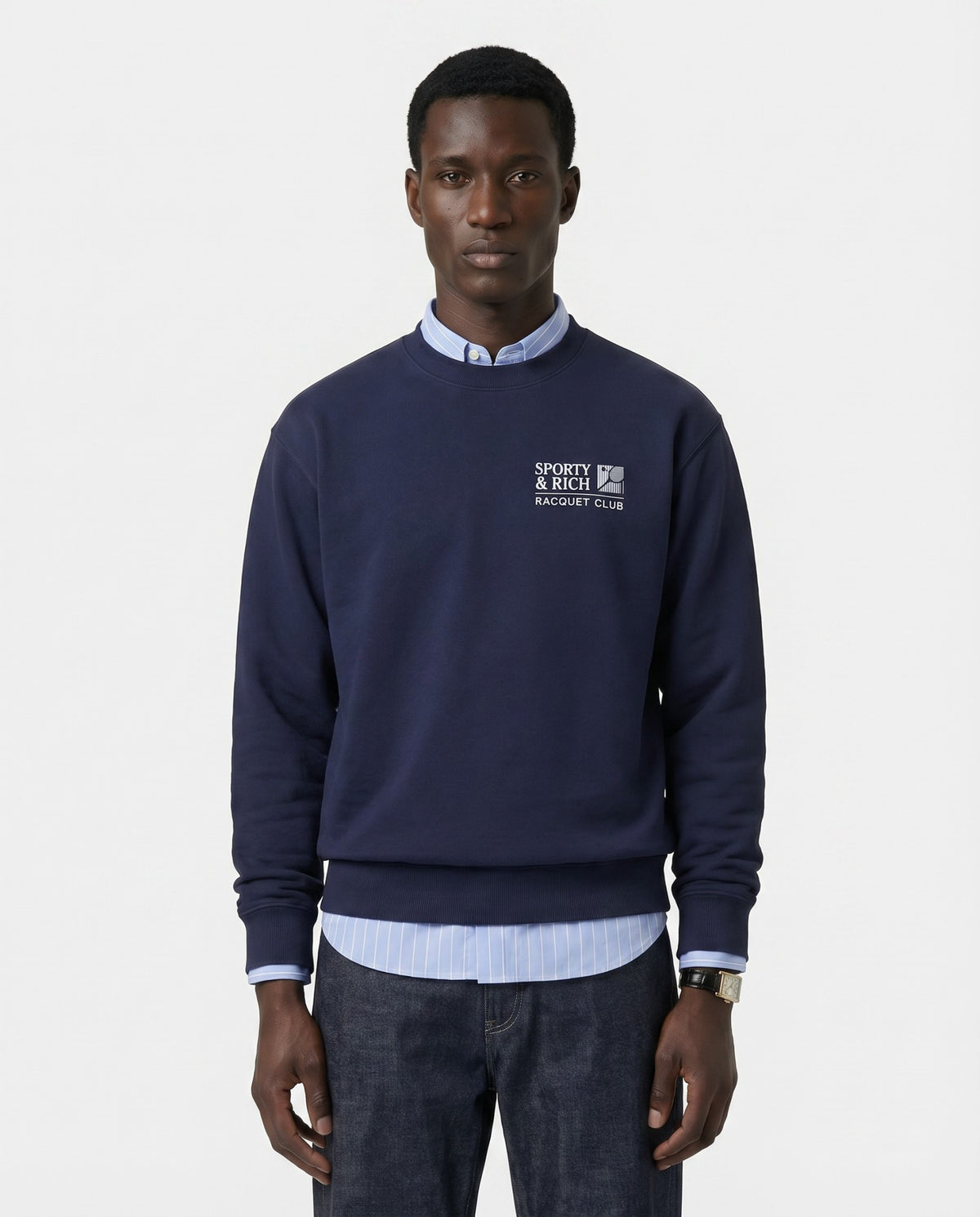 Sporty & Rich Promo Crewneck - Navy/White