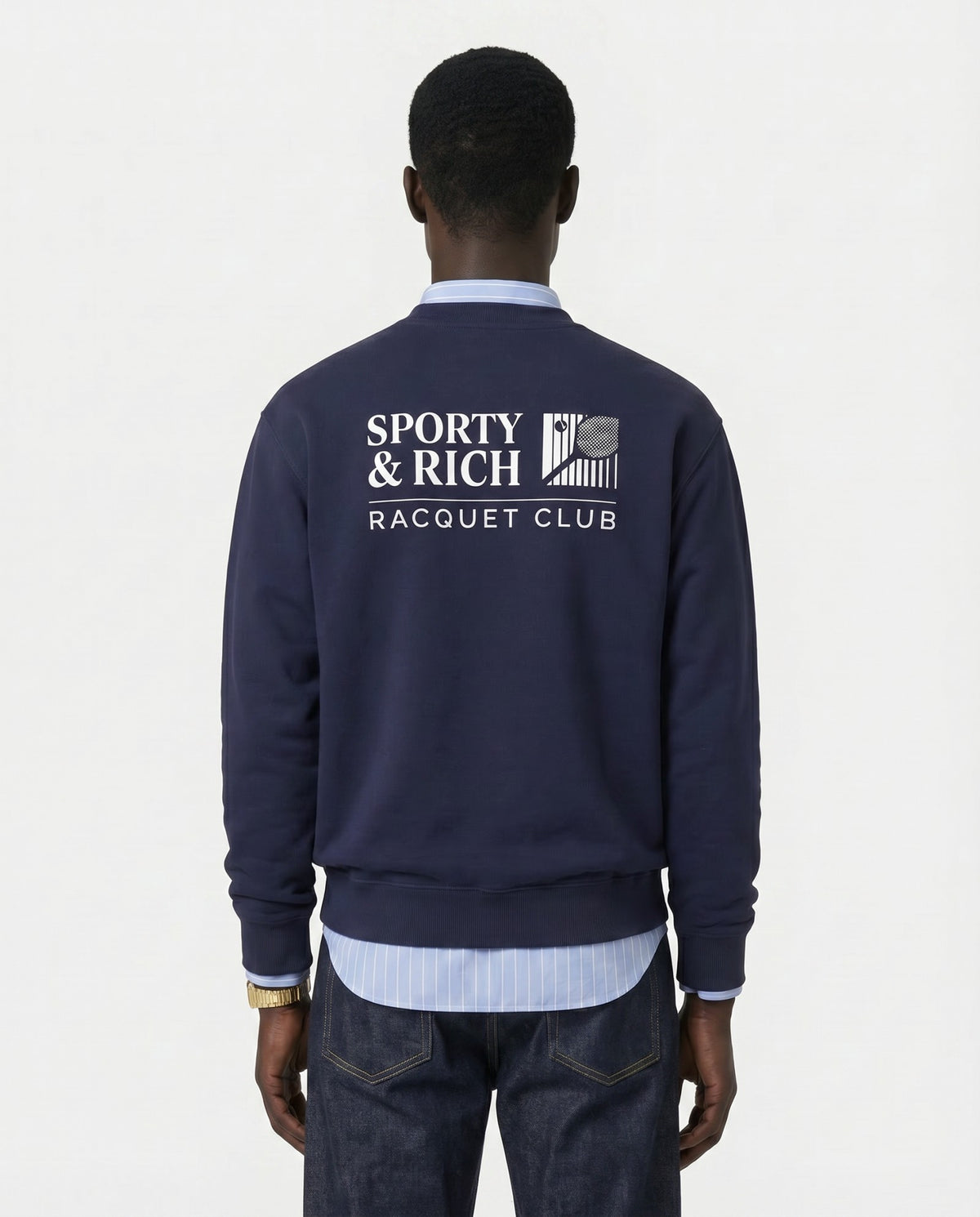 Sporty & Rich Promo Crewneck - Navy/White
