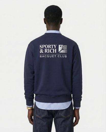 Sporty & Rich Promo Crewneck - Navy/White