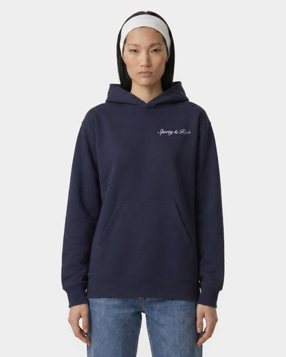 Sporty & Rich Syracuse Embroidered Hoodie - Navy/White