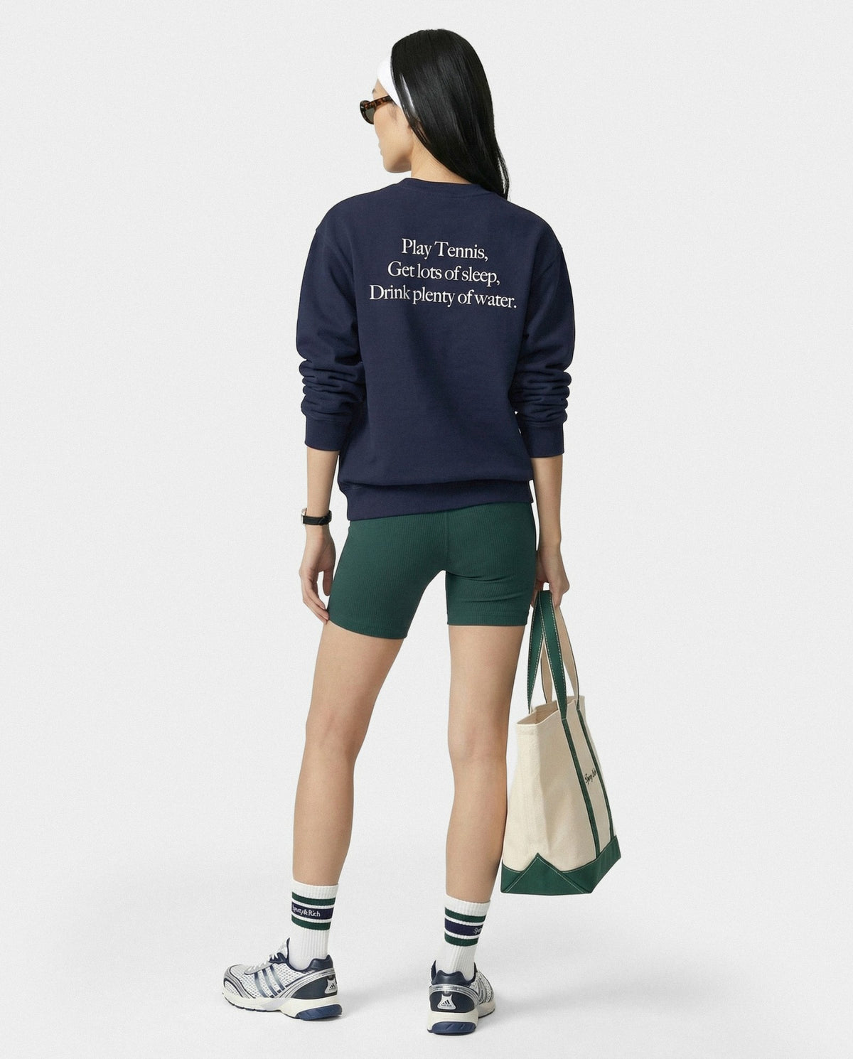Sporty & Rich Play Tennis Crewneck - Navy/White
