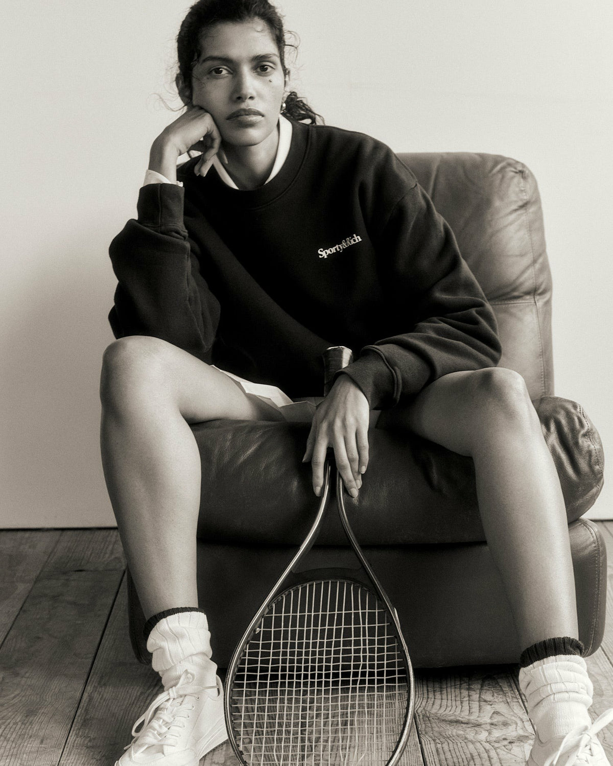 Sporty & Rich Play Tennis Crewneck - Navy/White