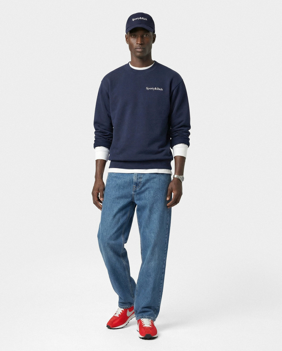 Sporty & Rich Play Tennis Crewneck - Navy/White