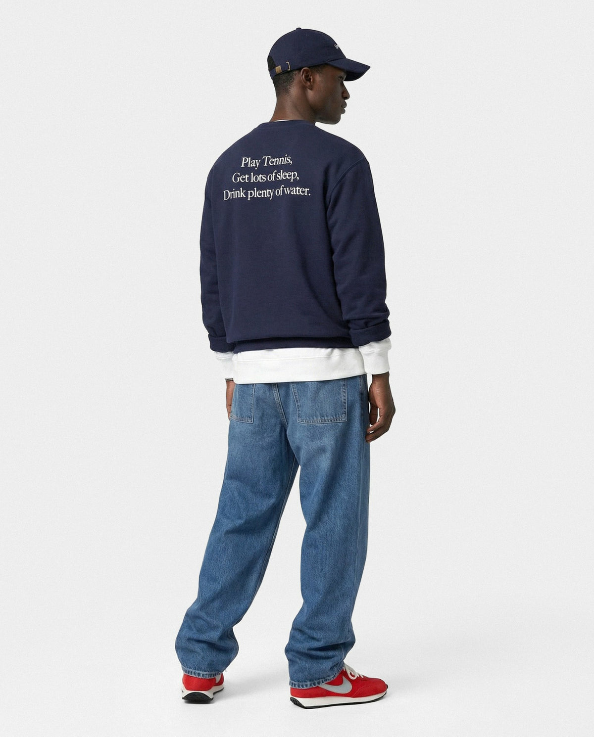 Sporty & Rich Play Tennis Crewneck - Navy/White