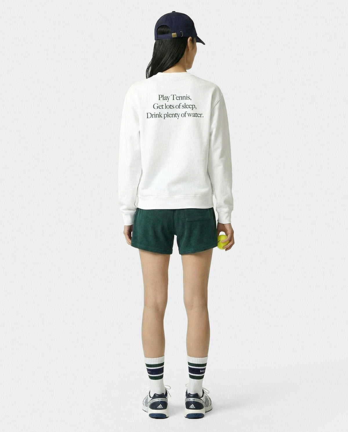 Sporty & Rich Play Tennis Crewneck - White/Forest