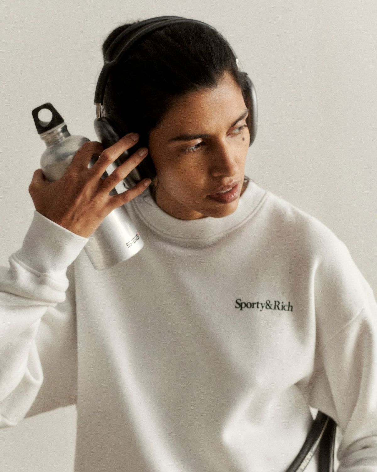 Sporty & Rich Play Tennis Crewneck - White/Forest