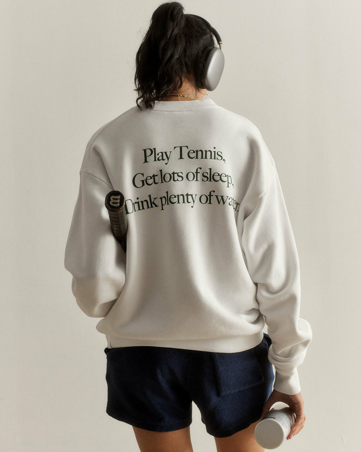 Sporty & Rich Play Tennis Crewneck - White/Forest