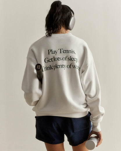 Sporty & Rich Play Tennis Crewneck - White/Forest