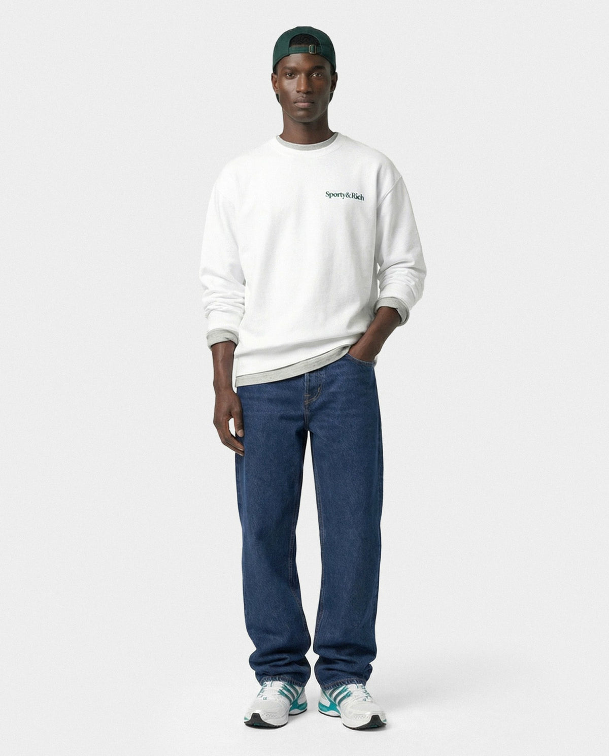 Sporty & Rich Play Tennis Crewneck - White/Forest