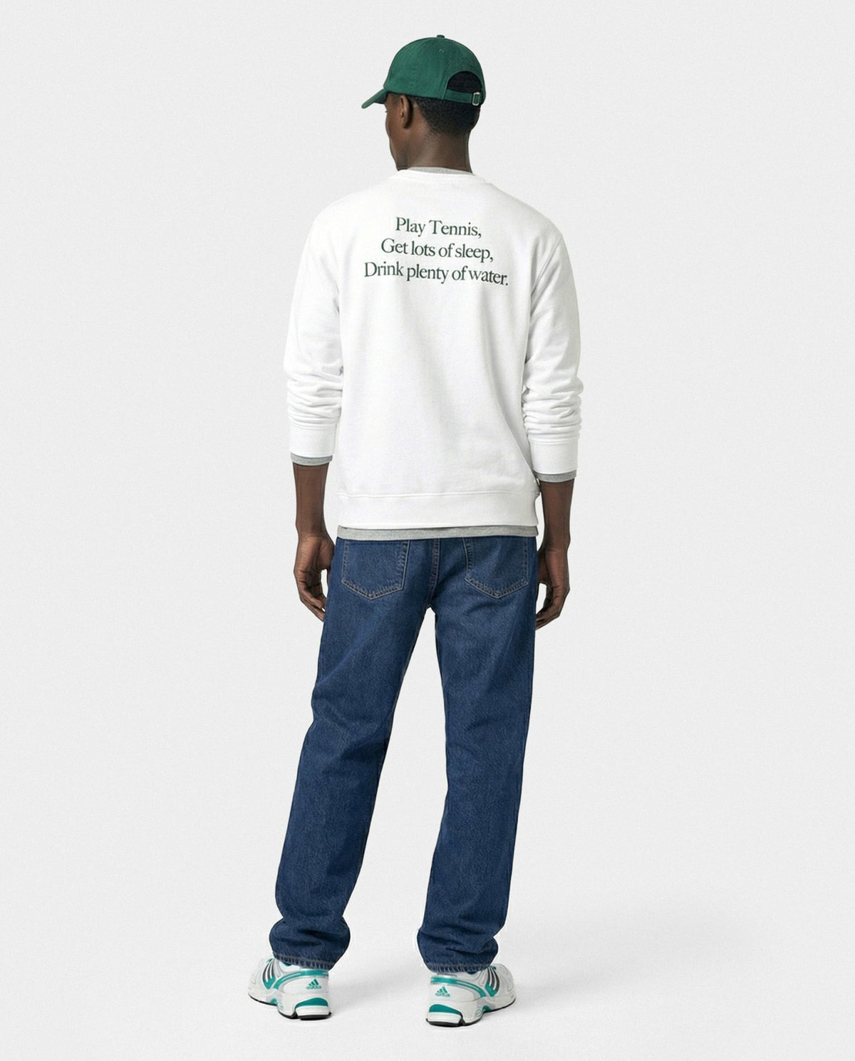 Sporty & Rich Play Tennis Crewneck - White/Forest