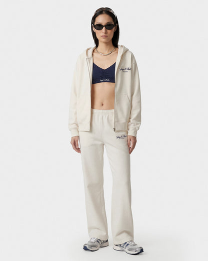 Sporty & Rich Vendome LA Embroidered Zip Hoodie - Ecru/Navy
