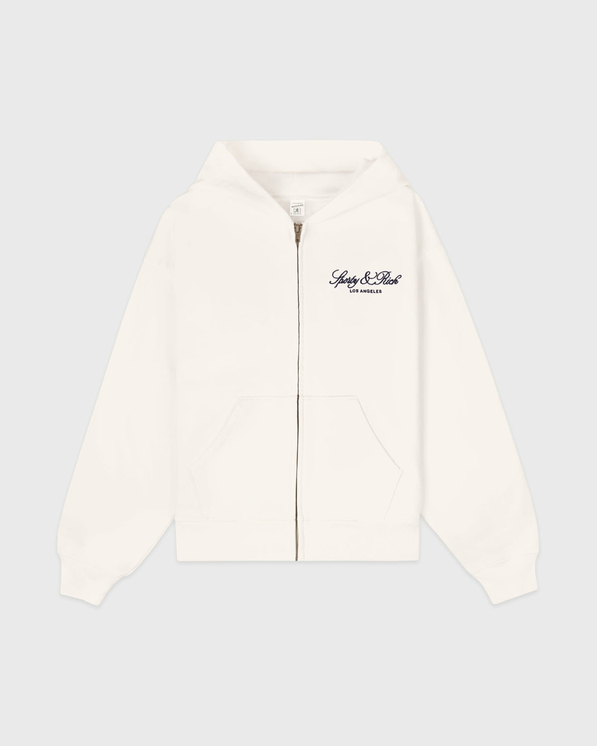 Sporty & Rich Vendome LA Embroidered Zip Hoodie - Ecru/Navy