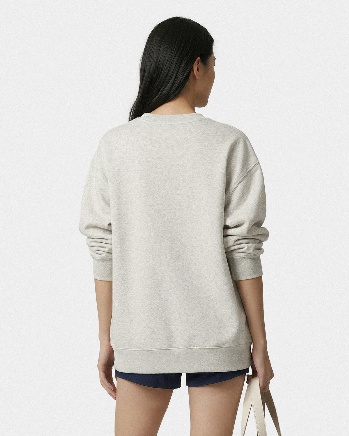 Sporty & Rich Beverly Script Crewneck - Heather Gray/Navy
