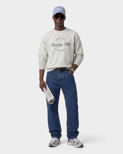 Sporty & Rich Beverly Script Crewneck - Heather Gray/Navy