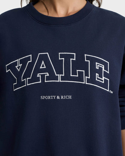 Sporty & Rich Yale Ivy Crewneck - Navy/White