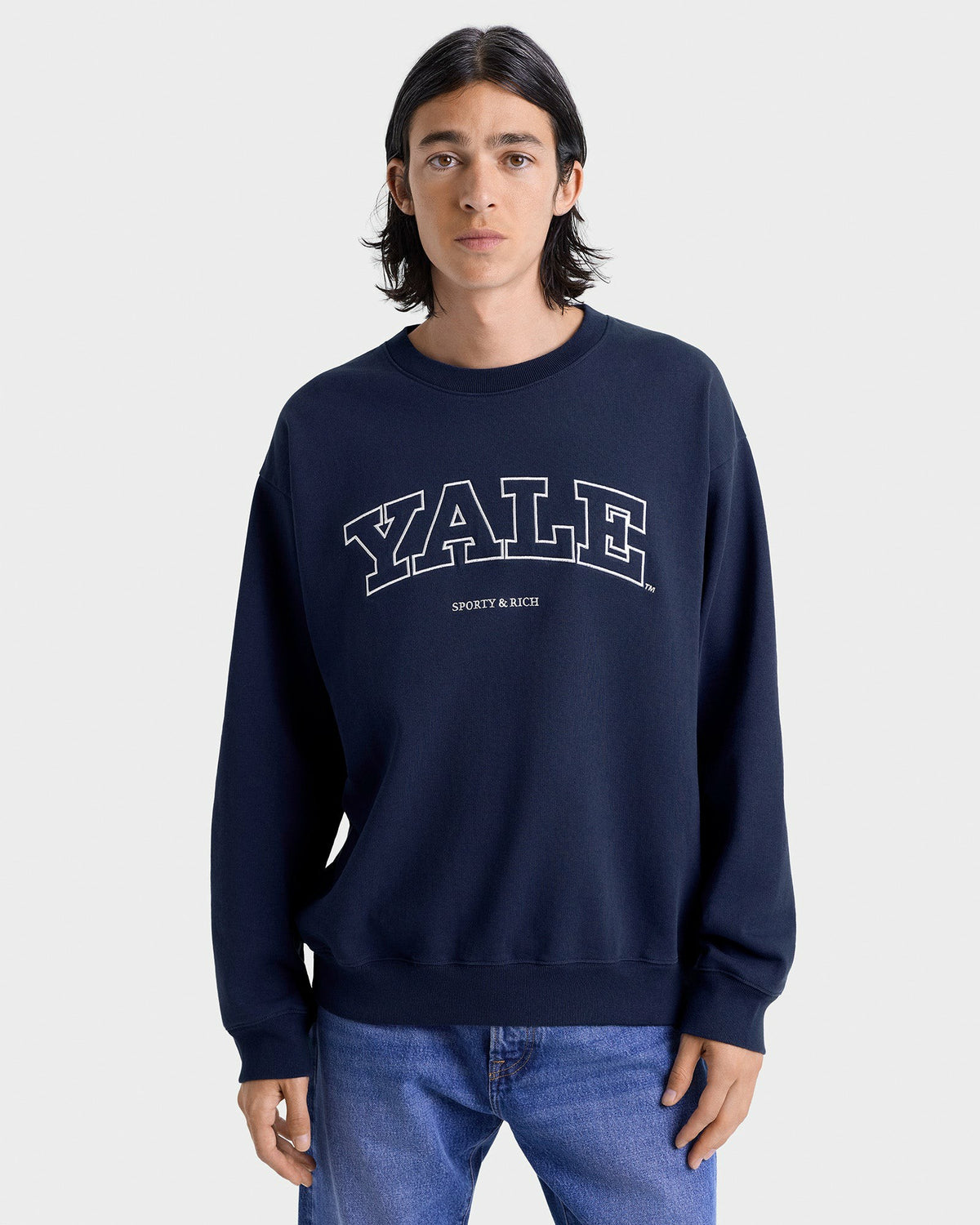 Sporty & Rich Yale Ivy Crewneck - Navy/White