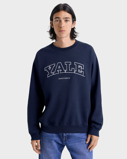 Sporty & Rich Yale Ivy Crewneck - Navy/White