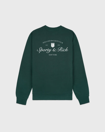 Sporty & Rich Syracuse Crewneck - Forest/White