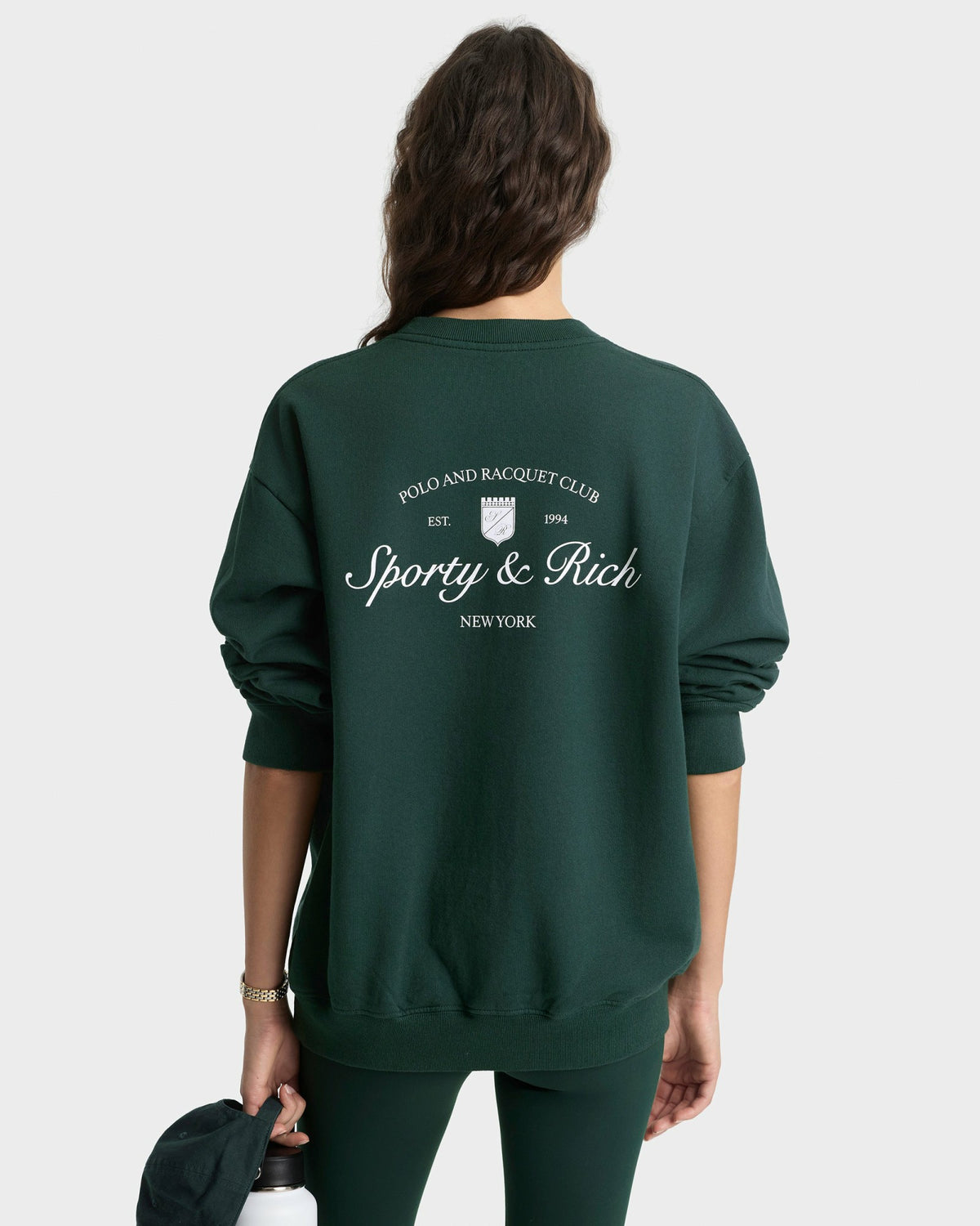 Sporty & Rich Syracuse Crewneck - Forest/White