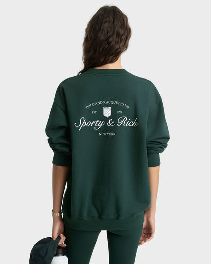 Sporty & Rich Syracuse Crewneck - Forest/White