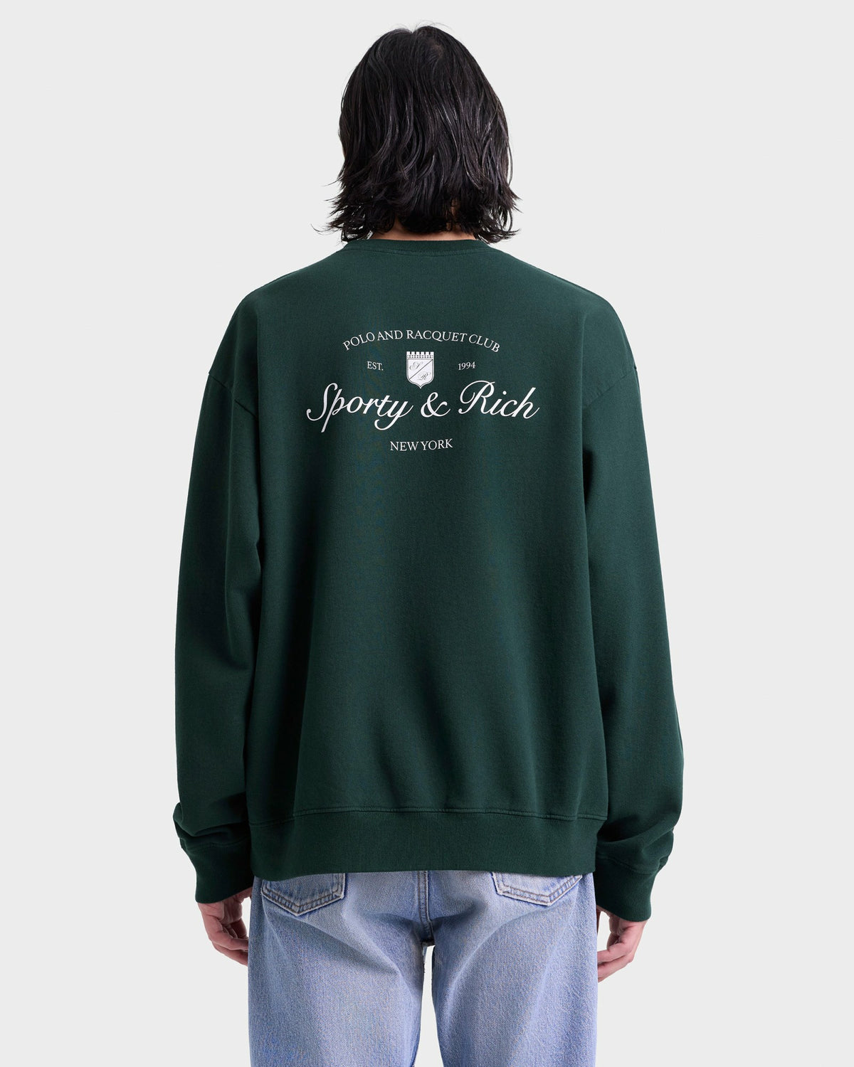 Sporty & Rich Syracuse Crewneck - Forest/White