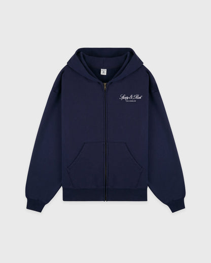 Sporty & Rich Vendome LA Embroidered Zip Hoodie - Navy/White