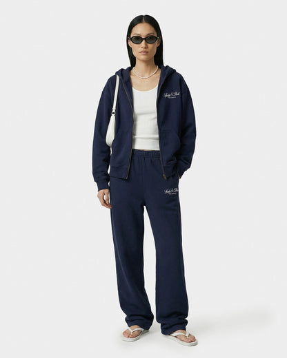 Sporty & Rich Vendome LA Embroidered Zip Hoodie - Navy/White