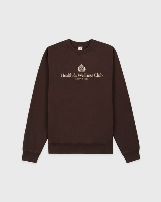 Sporty & Rich H&W Crest Crewneck - Chocolate/Ecru