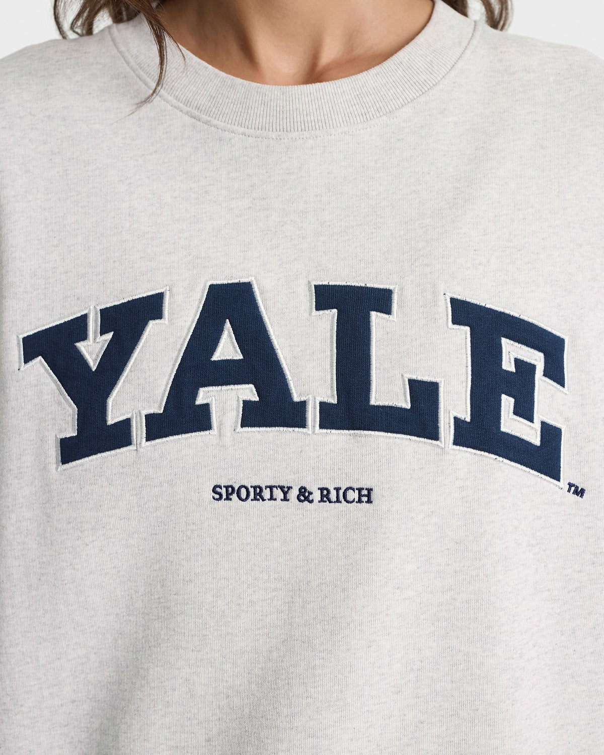 Sporty & Rich Yale Ivy Crewneck - Heather Gray/Navy