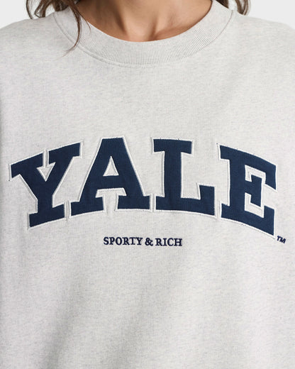Sporty & Rich Yale Ivy Crewneck - Heather Gray/Navy