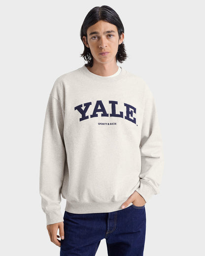 Sporty & Rich Yale Ivy Crewneck - Heather Gray/Navy