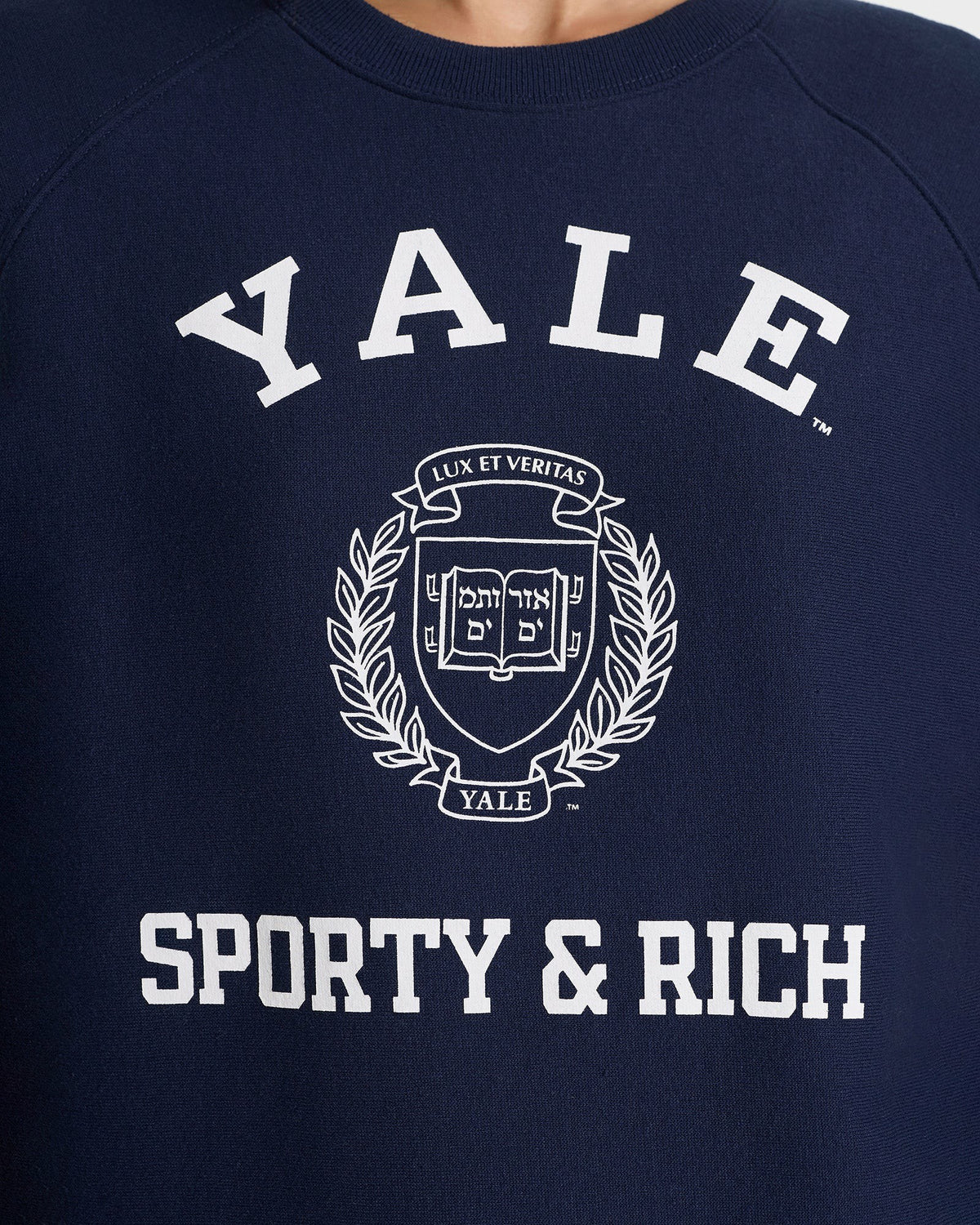 Sporty & Rich Veritas Soft Crewneck - Navy/White