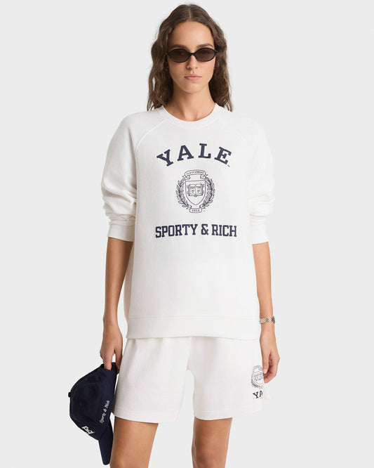 Sporty & Rich Veritas Soft Crewneck - White/Navy