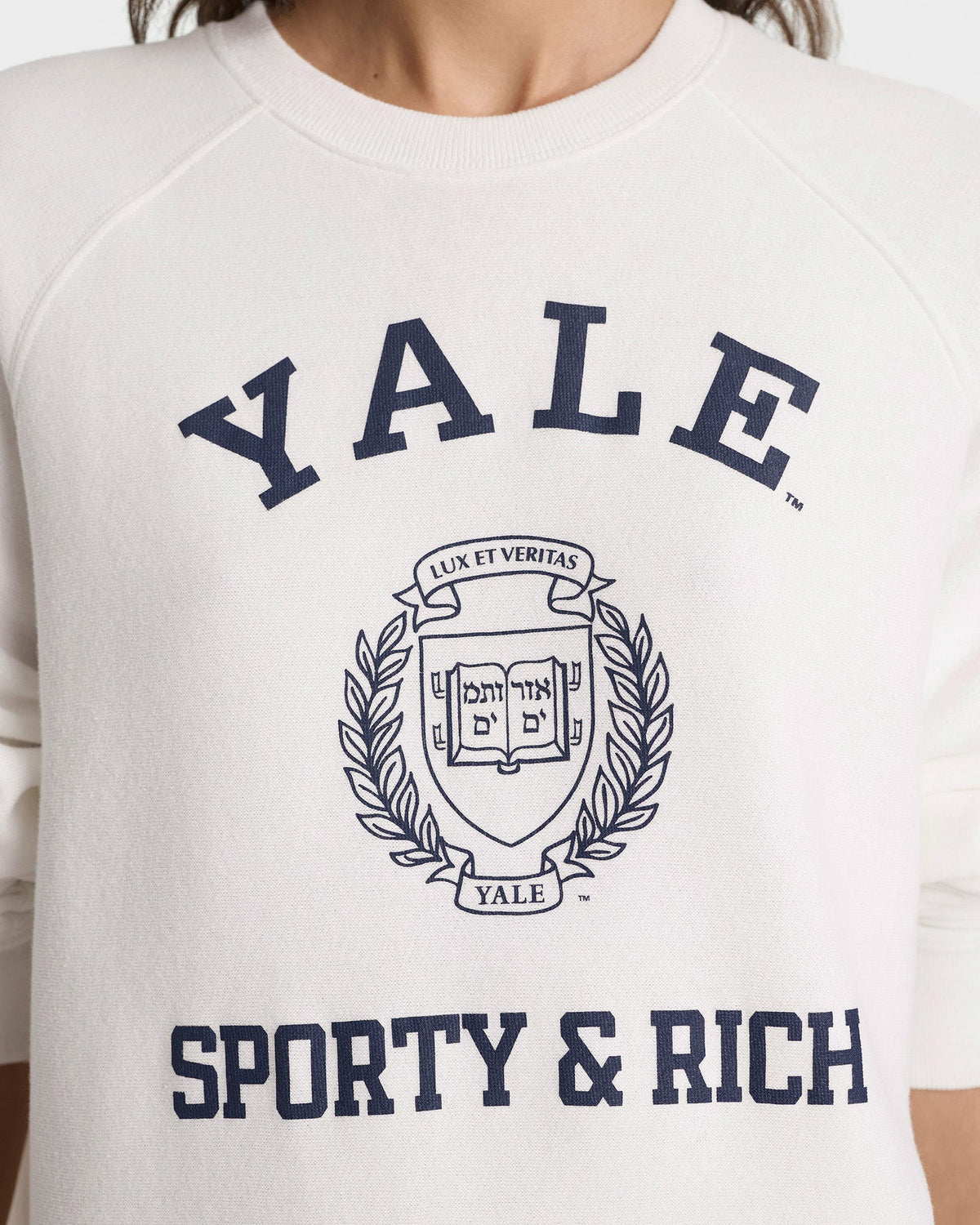 Sporty & Rich Veritas Soft Crewneck - White/Navy