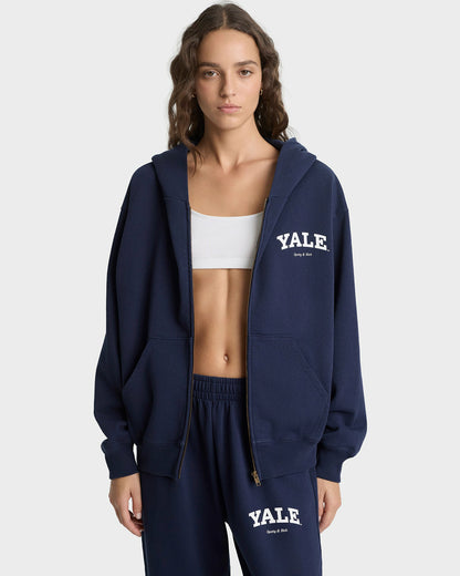 Sporty & Rich Yale Classic Zip Hoodie - Navy/White