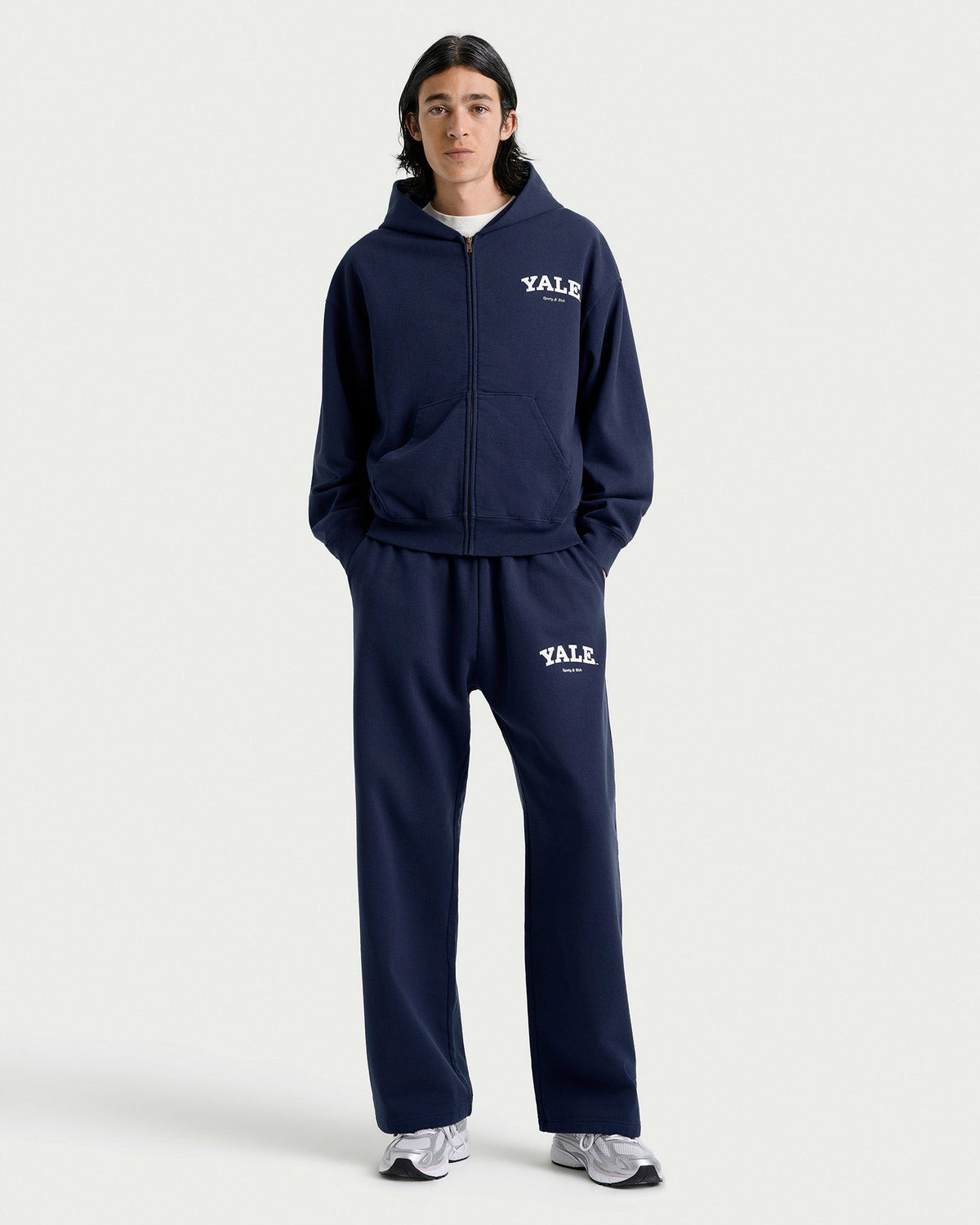 Sporty & Rich Yale Classic Zip Hoodie - Navy/White
