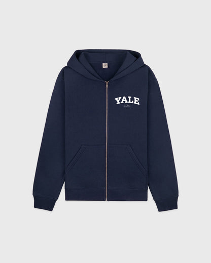 Sporty & Rich Yale Classic Zip Hoodie - Navy/White