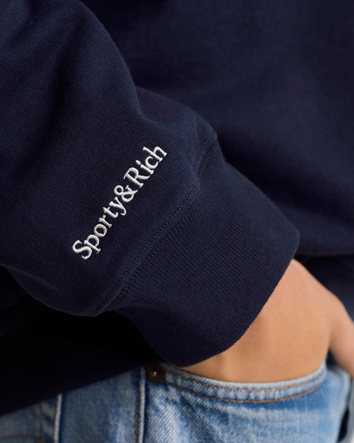 Sporty & Rich Heritage Yankees Serif Crewneck - Navy/White